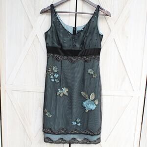 Adrianna Papell Floral Embroidered Dress 4 Petite